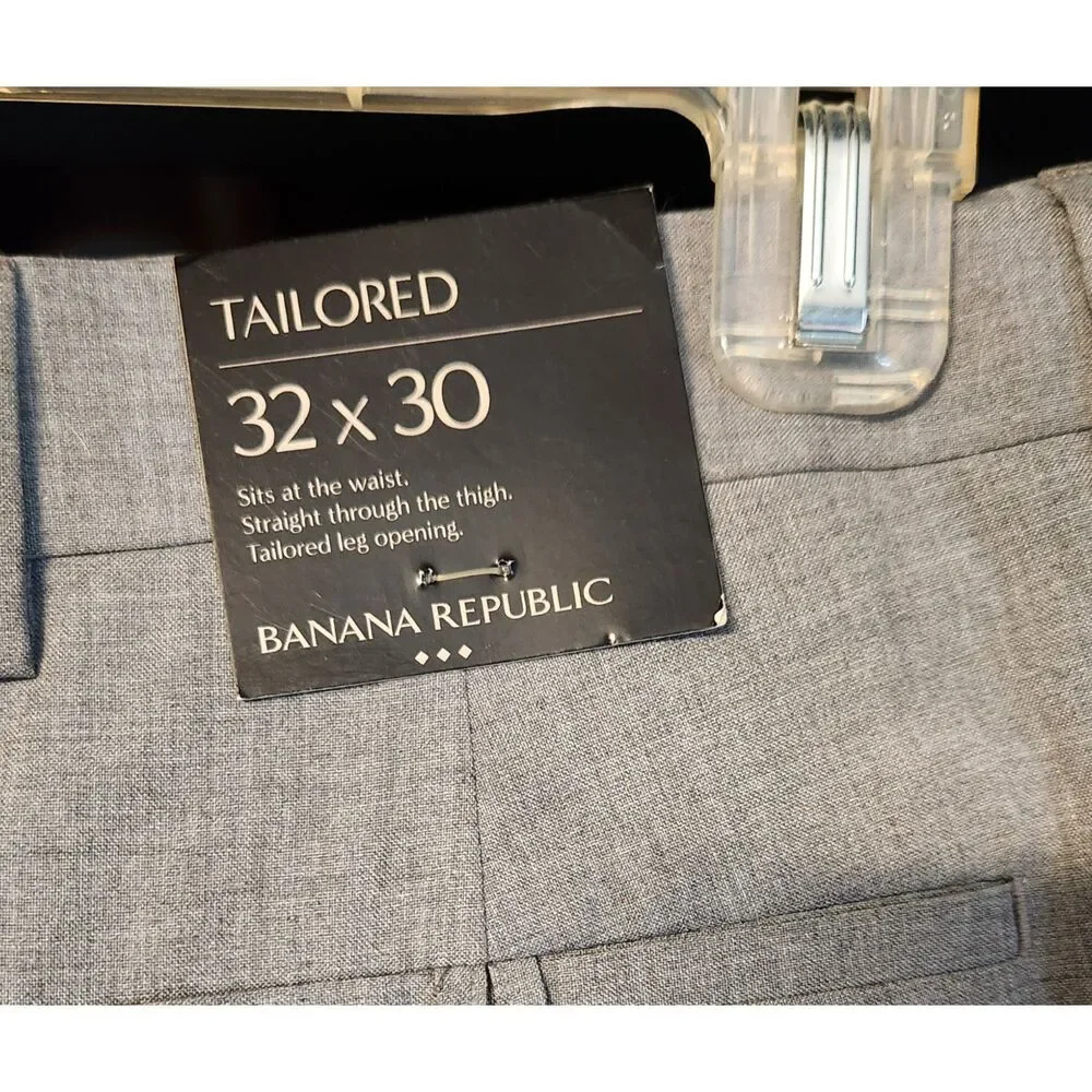 Banana Republic Mens Dress Pants Grey Tailored Fit 32 X 30